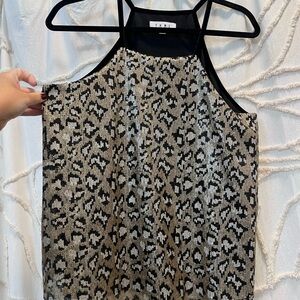 THML Animal Print Halter Tank Top - Black and Tan